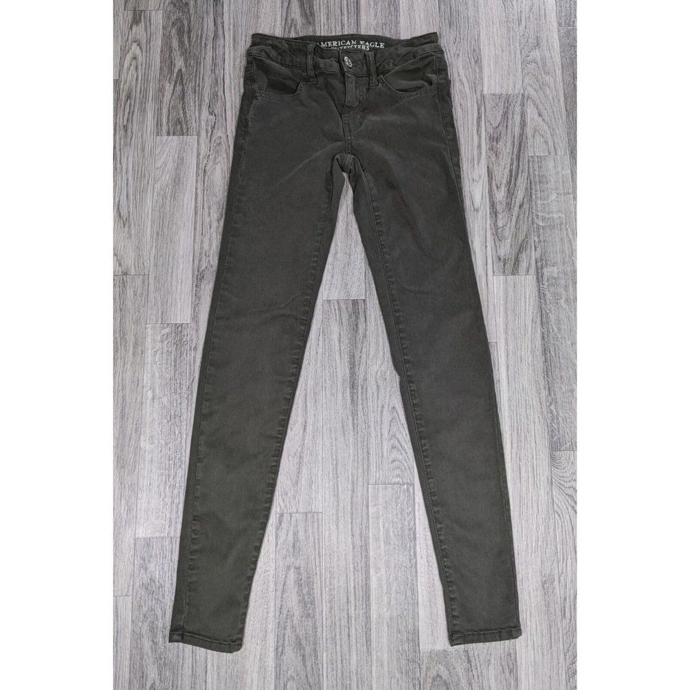 American Eagle Size‎ 00 Regular Stretchy Skinny Olive Green Jeggings